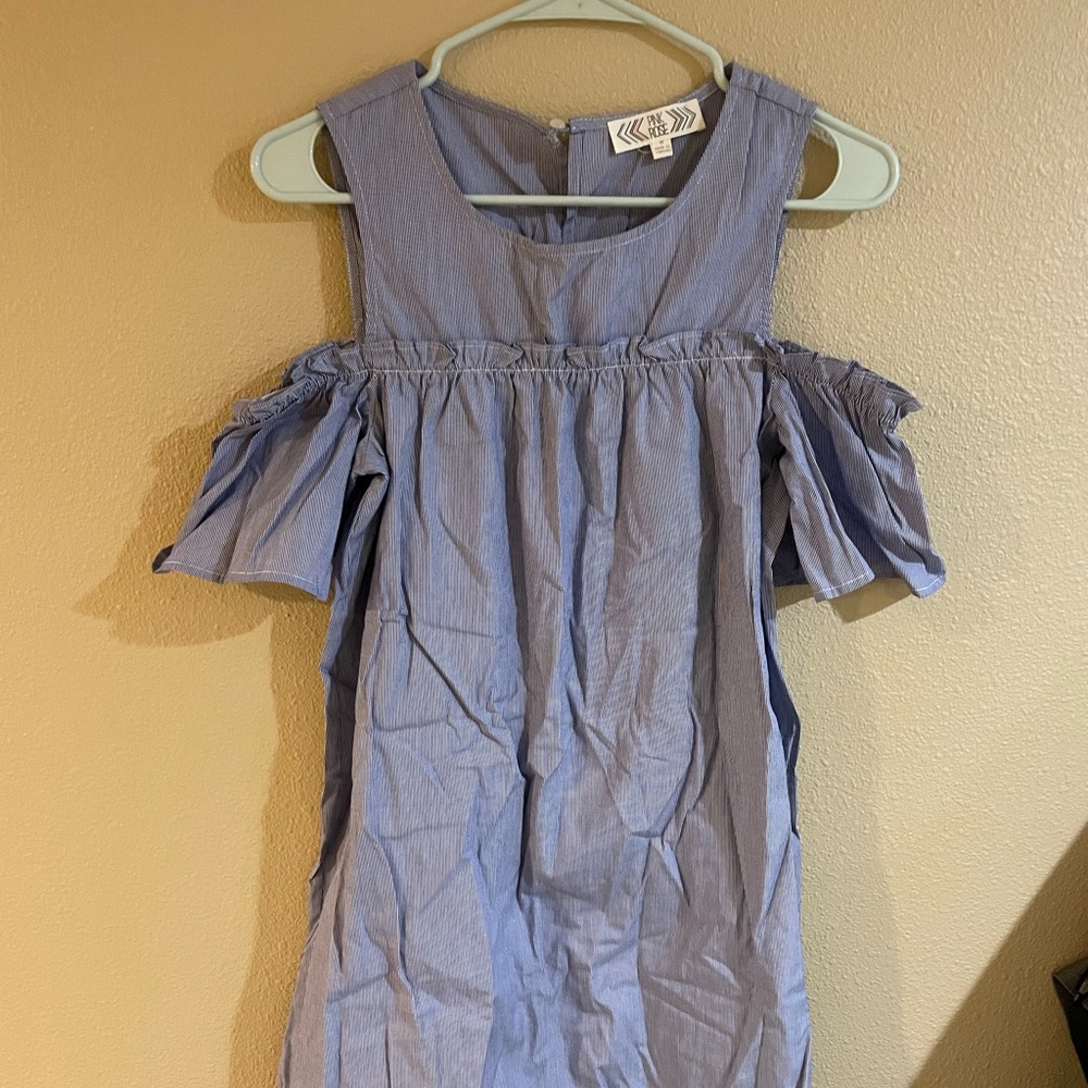 Pink Rose Stripped Off the Shoulder Dress
